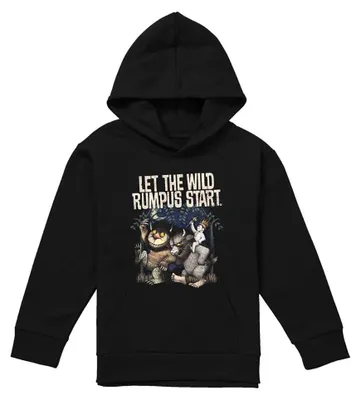 Imagen del producto de Sudadera para niños con el diseño de "Donde viven los monstruos", con la frase "¡Que comience la fiesta salvaje", modelo TV41339 (128) (negra)