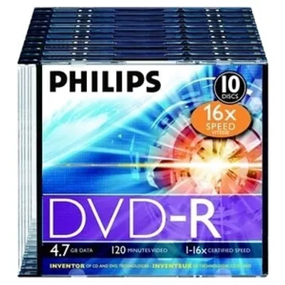 Produktbild von Philips DVD-Rohlinge, 120Min, 4.7GB, Speed 16x, Slimcase (10 Disc)