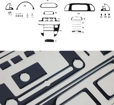Image de Décoration intérieure du tableau de bord pour Mercedes Sprinter 2000-2006, aspect noir piano, 24 pièces