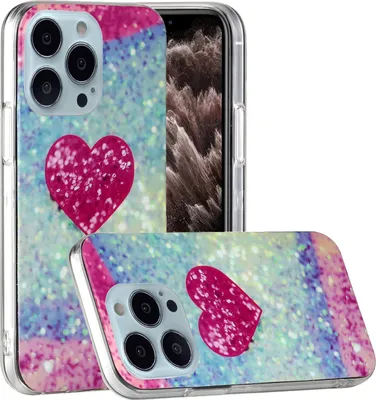 Produktbild von CLM-Tech Hülle kompatibel mit Apple iPhone 13 Pro - TPU Silikon-Hülle Case Schutzhülle Handyhülle - Glitzer rotes Herz, mehrfarbig