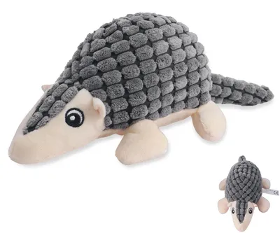 Immagine prodotto di Giocattolo per cani, peluche con sonaglio, armadillo grigio, 26 cm