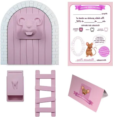 Productafbeelding van Magische Deur Muis - Tandenfee Deur - Kinderen Gebruik - Met Tandenbox - 20.9 x 11.4 cm - Pastel Roze