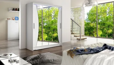 Obrázek produktu pro Šatní skříň 150 cm se zrcadlem a LED osvětlením ELADIO 9 - bílá