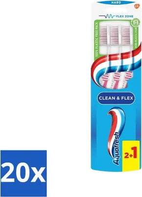 Image de Brosse à dents Aquafresh Clean & Flex Hard 3 pièces - Pack avantage - 20 pièces