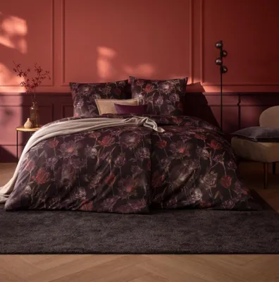 Produktbild von Estella Mako Jersey Bettwäsche 135x200 Zoe vino Blumen Rosen Tulpen 6503-405
