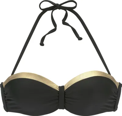 Produktbild von LASCANA Bügel-Bandeau-Bikini-Top Elodie schwarz-goldfarben Größe 38 Cup D
