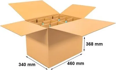 Produktbild von Kartonbox 460 x 340 x 368 mm für den Versand von 12 Flaschen