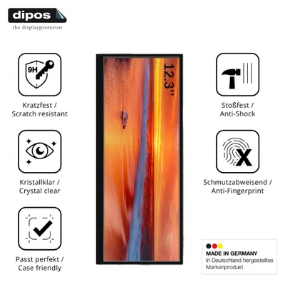 Produktbild von 2x Schutzfolie für Prechen HD-123 12.3 Zoll - Anti-Shock 9H Folie dipos Glass Kunststoffglas