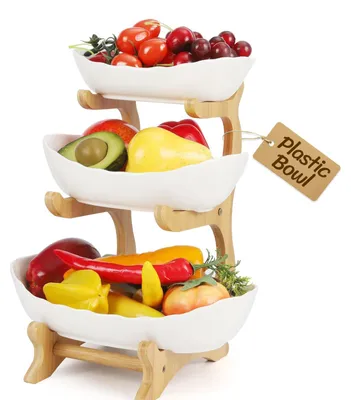 Productafbeelding van DWDHYEAN Fruitmand met 3 niveaus, ruimtebesparend fruitrek voor
