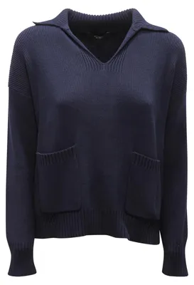 Immagine prodotto di Q8392: Maglione da donna Weekend Max Mara, modello Saloon Woman, girocollo a V, lavorazione a coste, stile polo
