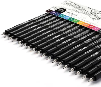 Imagen del producto de Juego de rotuladores de precisión, de 18 piezas, con 11 rotuladores de colores y 7 rotuladores s, ideal para dibujar y escribir