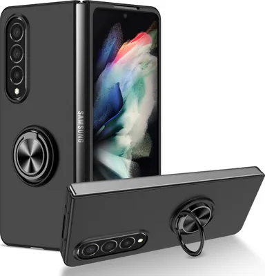 Produktbild von Samsung Z Fold4 Hülle, Dünn Hart PC Schutzhülle mit Ringhalter Ständer für Samsung Galaxy Z Fold 4 5G Schwarz