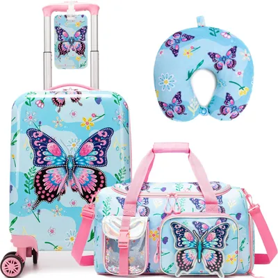 Imagen del producto de Set de maletas para niños de 3 piezas con ruedas giratorias de 360 grados