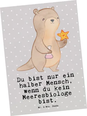 Produktbild von Mr. & Mrs. Panda Postkarte Meeresbiologe Herz - Grau Pastell - Geschenk, Ansichtskarte, Grußkarte, Naturwissenschaftler, Witzig, bildkarte, Ansichtskarten, Studium