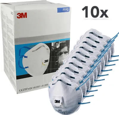 Produktbild von 10x 3M™ 8822 Feinstaubmaske Ventil FFP2 Atemschutz Atemschutzmaske Maske mit Cool Flow