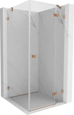 Produktbild von Mexen Lunar Duschkabine, schwenkbar, rechts, 100 x 100 cm, transparent, gebürstetes Kupfer - 834-100-100-65-00-P