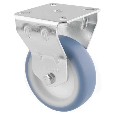 Obrázek produktu pro Nábytkové kolečko WAGNER / pevné kolečko - Ø 75 mm, pozinkovaná ocel, modrá / bílá, šroubovací deska, nosnost 60 kg - 23777501