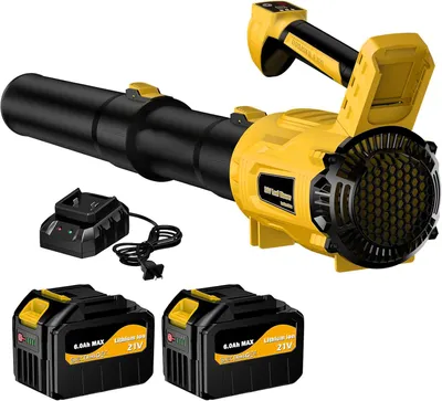 Produktbild von Akku Laubbläser Bürstenlosmotor mit 2x 6,0Ah Akku und Schnellladegerät, 680CFM/190MPH Elektrischer Laubbläser für Garten Terrasse Staub Weggarage