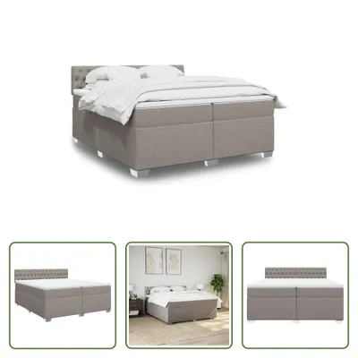 Produktbild von The Living Store Boxspringbett mit Matratze Taupe 200x200 cm Stoff