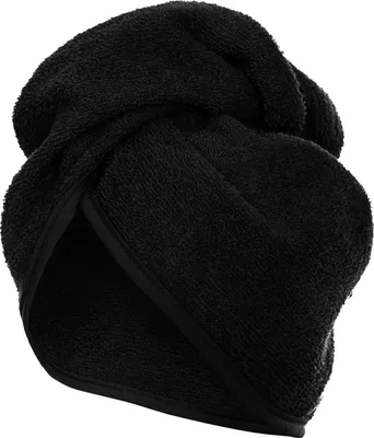 Produktbild von SPA-Haarturban aus 100 % Baumwoll-Frottee, Schwarz, 65 x 23 cm