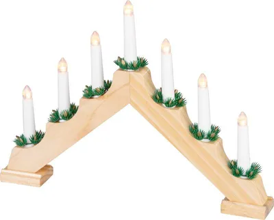 Image de Chandelier MagicHome Noel, 7x LED blanc chaud, imitation bois, 2xAA, interieur, 39x4,5x29 cm