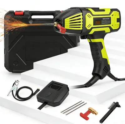Obrázek produktu pro Ruční svařovací přístroj – svařovací stroj ARC/MMA – 4600 W – 220 V – elektrody 1,6–3,2 mm – digitální, CE – zelený