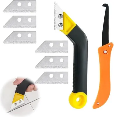 Produktbild von flintronic Fugenentferner Werkzeug, Fliesenfugen-Handsäge, Abgewinkelter Fugenreiniger, Fugenkratzer Unkraut,Fliesen Gelenkwerkzeug,Fliesen fugen Handsäge mit 10 Ersatzklingen für die Fliesenreinigung