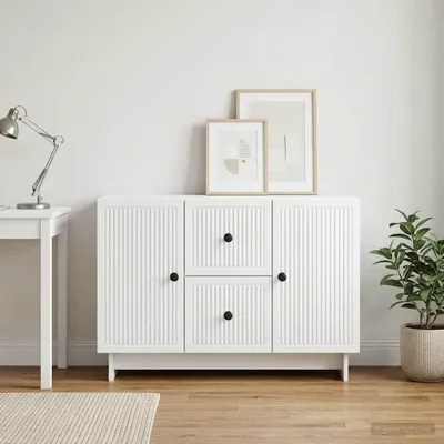 Image de Buffet à tiroirs vidaXL, blanc, 89 x 34,5 x 60 cm, aggloméré