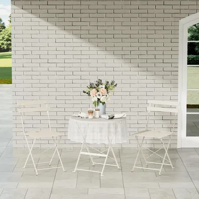 Produktbild von DEWINNER Bistroset 3-teilig, Gartenmöbel Set, Balkonmöbel, Bistrotisch mit 2 Stühlen, Balkonset mit wasserdichter Tischdecke, Klappbar, platzsparend