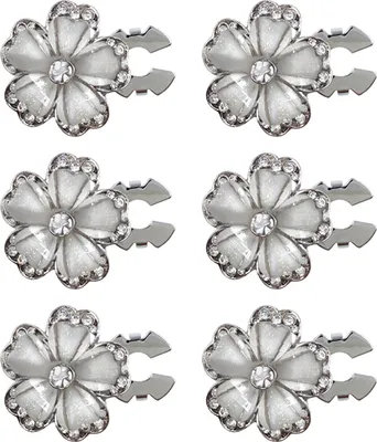 Produktbild von 1/6 Stück Knopfabdeckungen, Kunstperlen, glänzender Strass, Blumenform, Knopfclip mit Zange, zum Drücken von Kleidern, Anzügen und Smoking-Accessoires