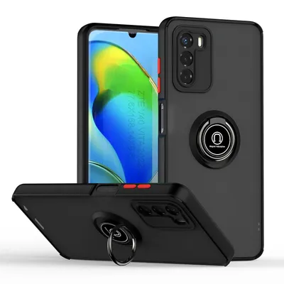 Obrázek produktu pro Pouzdro pro Motorola Moto G42 matné průsvitné TPU pouzdro s prstencovým držákem a stojánkem Černá červená