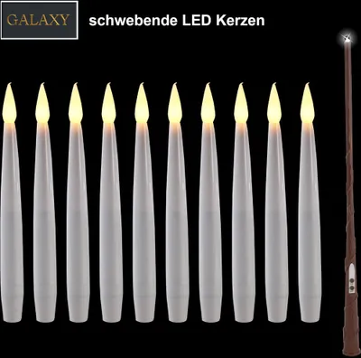 Produktbild von F-H-S International schwebende LED Kerzen creme 10 Stück Zauberstab Fernbedienung 15cm Timer