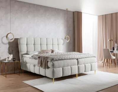 Obrázek produktu pro Manželská postel 180x200 MILETA s úložným prostorem - krémová + topper