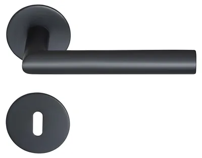 Produktbild von Toulouse Drückergarnitur MeinTürgriff Flachrosette schwarz matt Türdrücker BB PZ WC