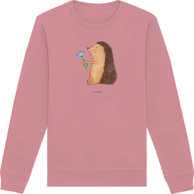 Produktbild von Mr. & Mrs. Panda Bio Baumwoll Pullover Igel Blumen Größe M - Canyon Pink - Geschenk, Sweatshirt, Lustige Sprüche, Krankheit, Sweater, Genesungswünsche, Pulli, krank