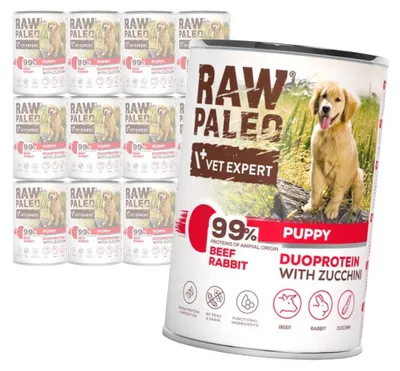 Zdjęcie produktu dla Raw Paleo Beef&Rabbit Puppy Duoprotein 12x400g Mokra Karma Dla Szczeniąt z Wołowiną i Królikiem