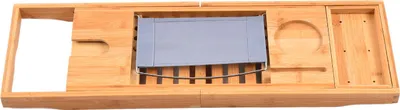 Productafbeelding van 69,5 x 22,5 cm badkuiprek, bamboe, eenvoudig, uitschuifbaar, stevig, badaccessoire voor thuis en badkamer