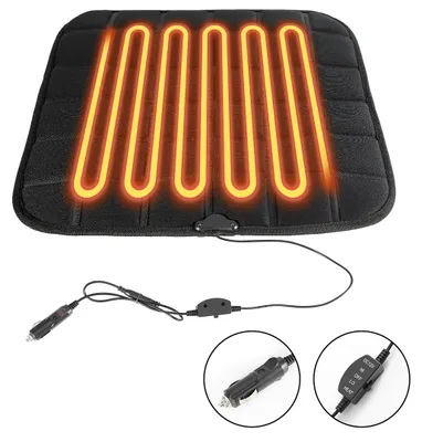 Image de ISOISL, siège chauffant pour voiture, 1 pièce, 45x45 cm, petite housse chauffante pour siège avant, 12V, 2 niveaux de chauffage, protection thermique, noir