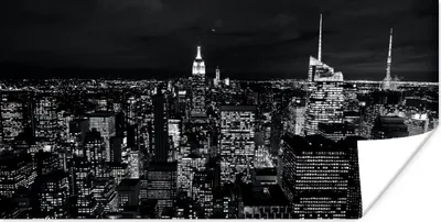 Produktbild von MuchoWow® Poster Skyline - Schwarz - Weiß - New York - Amerika 40x20 cm - Poster für die Wand - Poster Schlafzimmer