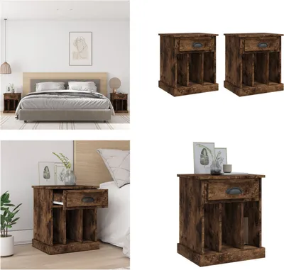 Produktbild von vidaXL Nachttische 2 Stk. Räuchereiche 43x36x50 cm - Nachttisch - Nachttische - Schrank - Nachtschrank