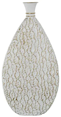 Produktbild von Bodenvase aus Metall in Gold und Weiß, 50 x 15 x 95 cm
