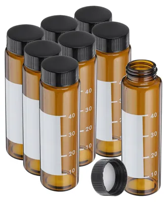 8er-Set Glasflaschen 50 ml mit Schraubdeckel und Etikett
