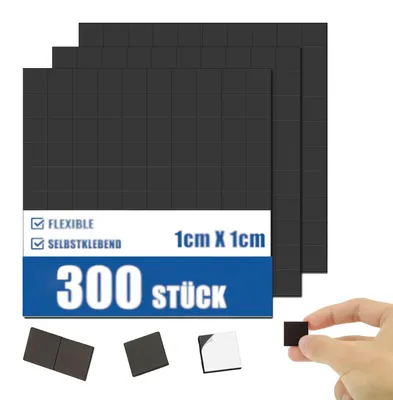 Zdjęcie produktu dla 300 sztuk samoprzylepnych magnesów, o wymiarach 10 x 10 x 1,5 mm, do notatek i zdjęć