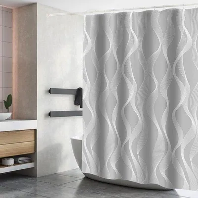 Obrázek produktu pro Sprchový závěs 180 x 200 cm, omyvatelný, polyester, 12 kroužků, voděodolný