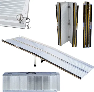 Produktbild von WORHAN Rollstuhl Rampe klappbar 272kg faltbar Rollstuhlrampe Mobil Aluminium 244cm R8