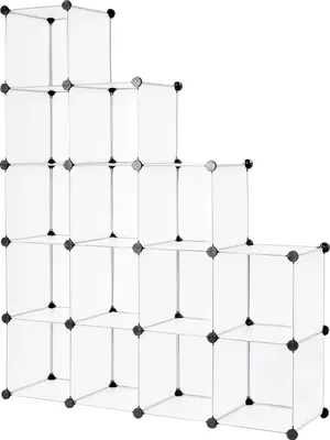 Obrázek produktu pro dibea cube shelf 16 přihrádek, modulární zásuvný systém, flexibilně rozšiřitelný, robustní a vodoodpudivý, ideální jako stojan na boty nebo oblečení
