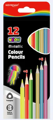 Immagine prodotto di Matite triangolari metallizzate e neon. 12st