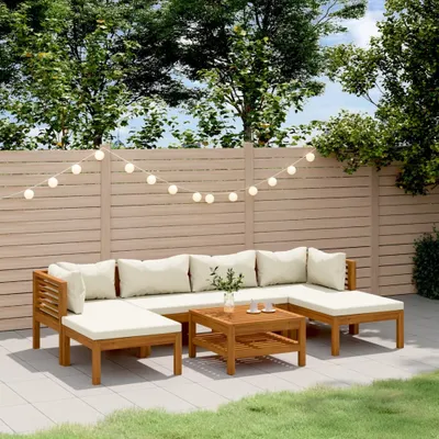 Produktbild von Möbel 7-tlg. Garten-Lounge-Set mit Creme Kissen Massivholz Akazie - Balkonmöbel 3086946