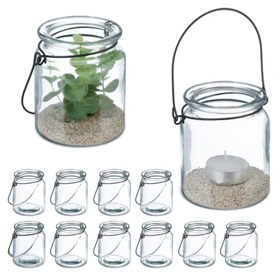 Produktbild von Omgoods – Set aus 12 transparenten Teelichthaltern mit Griff
