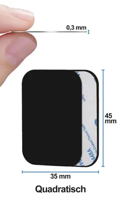 Produktbild von 2x Metallplatte Metallplättchen Quadratisch Selbstklebend, 2 Stück Handy Metall Platte Set, mit 3M Kleber für Magnet KFZ Zubehör Handyhalterung Auto